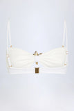 Hardware Detail Halterneck Bikini Top in White