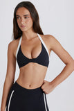 Soft Active Twist Front Halterneck Sports Bra in Black