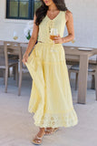 Joelle Yellow Eyelet Hem Maxi Skirt