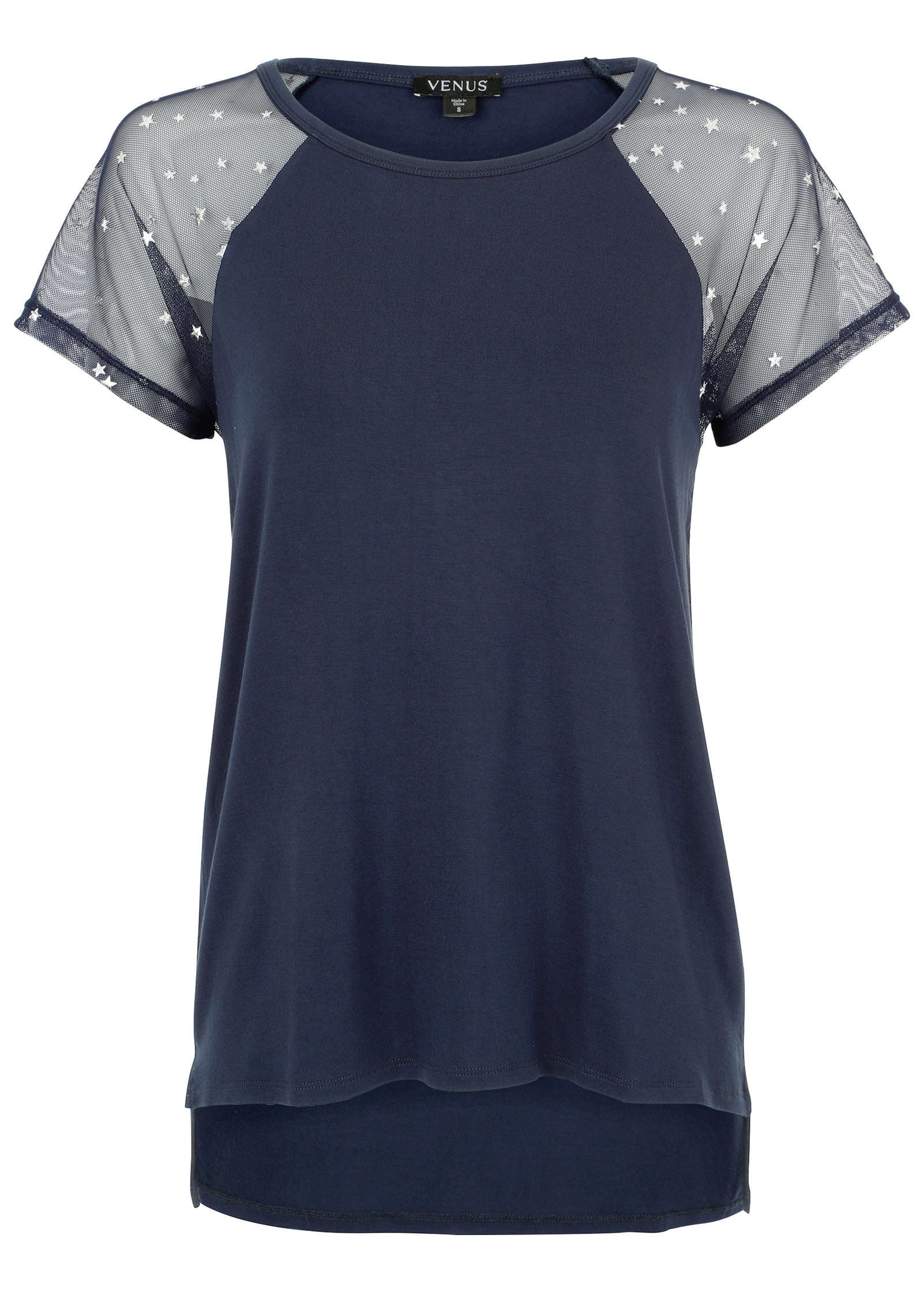 Foil Star Tee Navy Silver