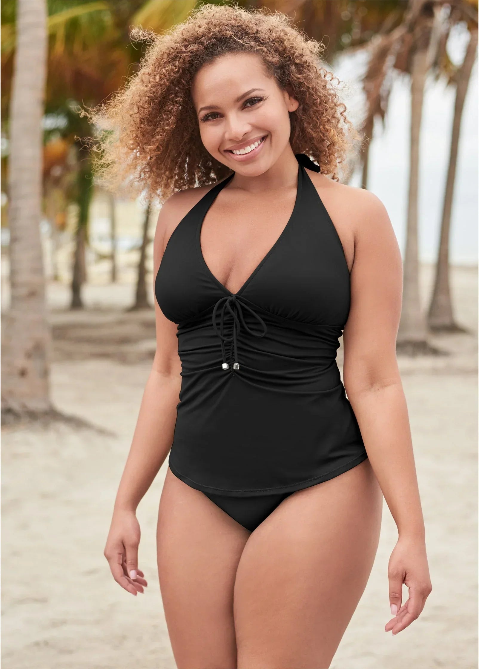 Sicily Halter Tankini Top Black Beauty