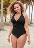 Sicily Halter Tankini Top Black Beauty