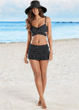 Criss Cross Wrap Top Black Vintage Dot