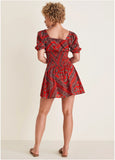 Cotton Voile Mini Dress Bandana Red