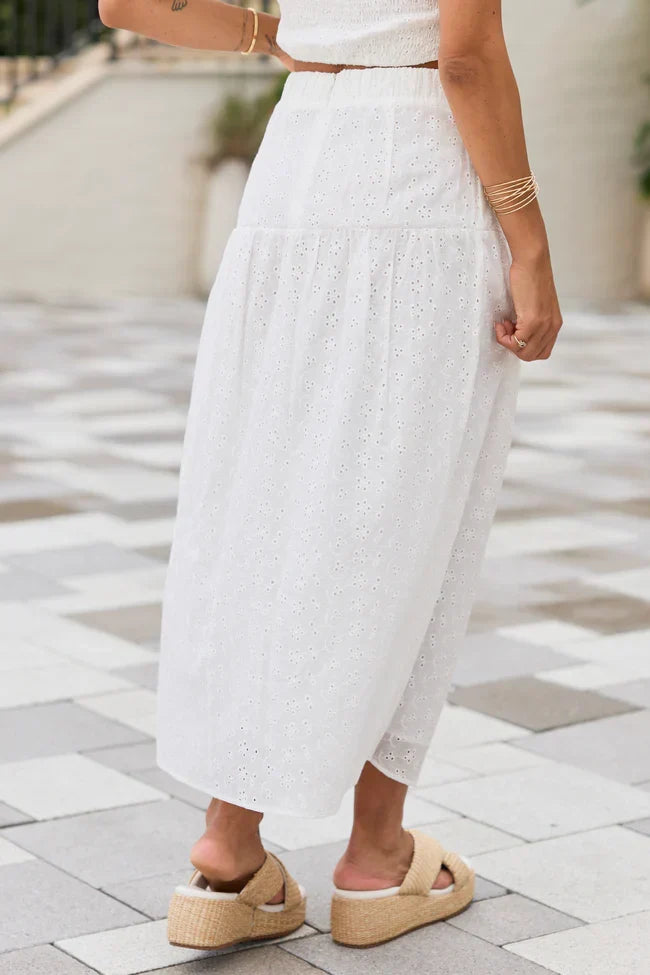 Take It Easy White Eyelet Tube Top Set