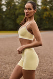 Soft Active Wrapover Contrast Mini Shorts in Soft Yellow