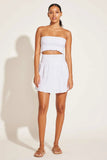 Nya Smocked Bandeau Top White Crinkle Linen