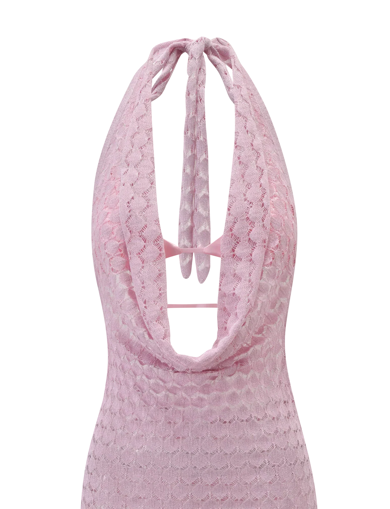 MAKENZIE CROCHET MINI DRESS SHIMMER PINK