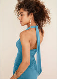 Halter Wrap Dress Blue