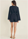 Long Sleeve Skort Romper Navy