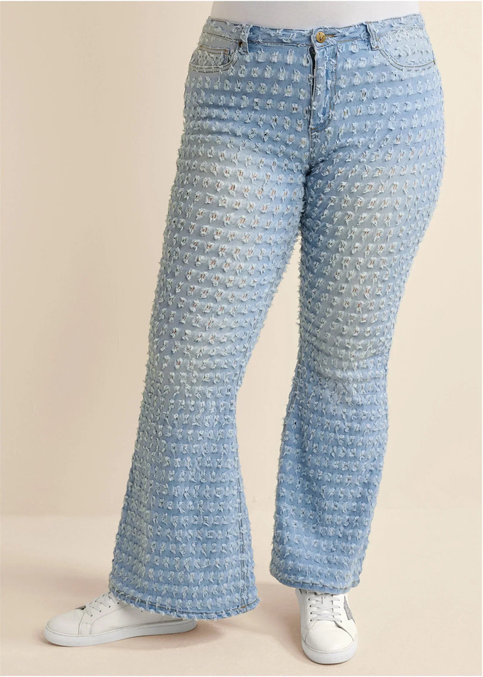 Laser Flare Leg Jeans Light Wash