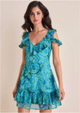 Paisley Ruffle Mini Dress Garden Paisley