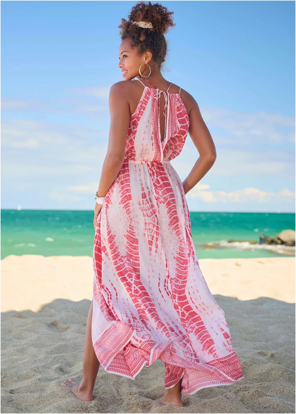 Maxi Cover Up Dress Pink Tie Dye