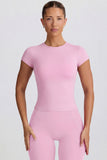 Cut Out Longline T Shirt in Dusty Pink