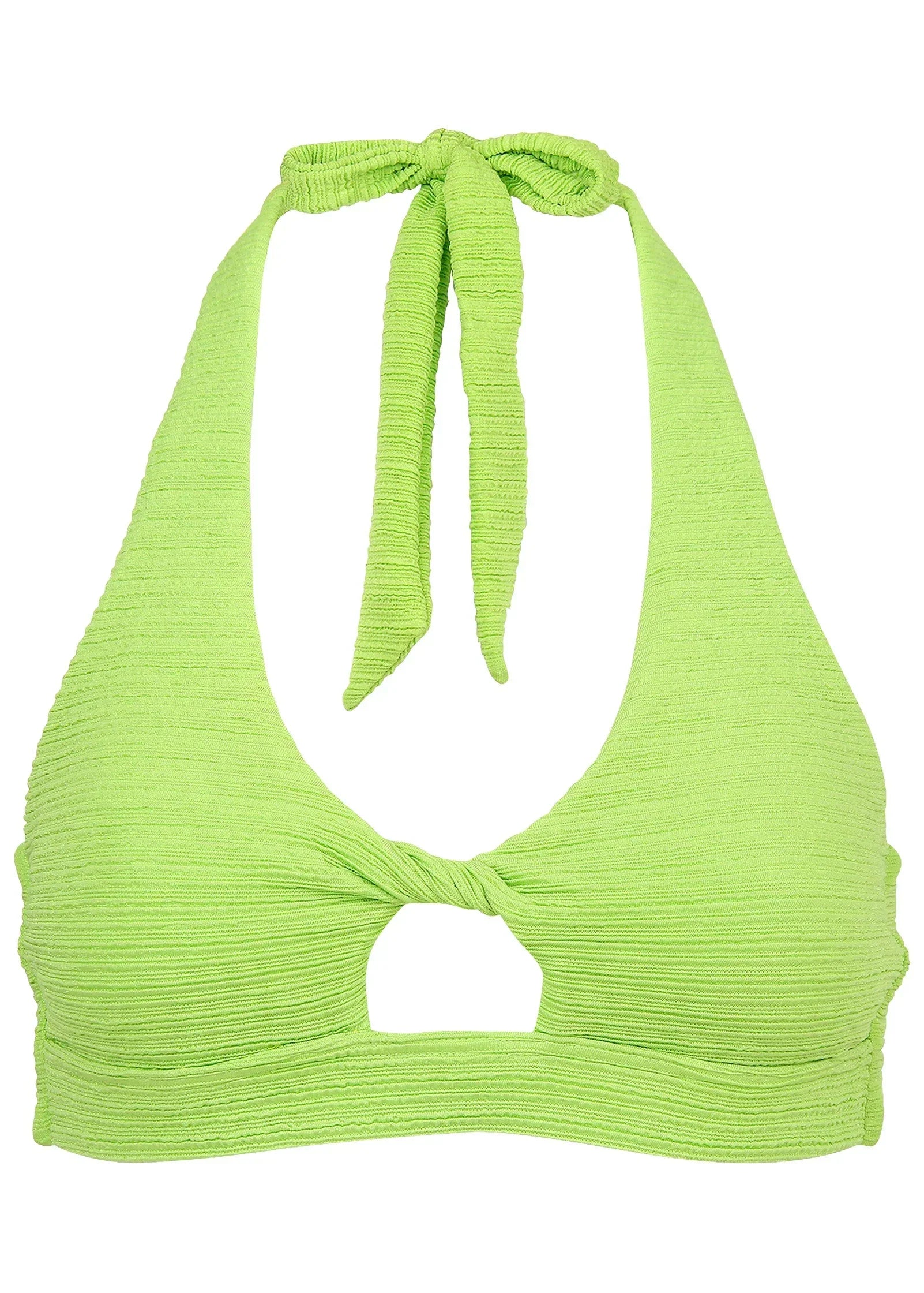 Twist Front Halter Top Bright Lime Green