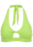 Twist Front Halter Top Bright Lime Green