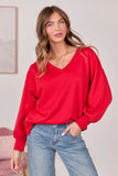 Masyn Red V Neck Pullover