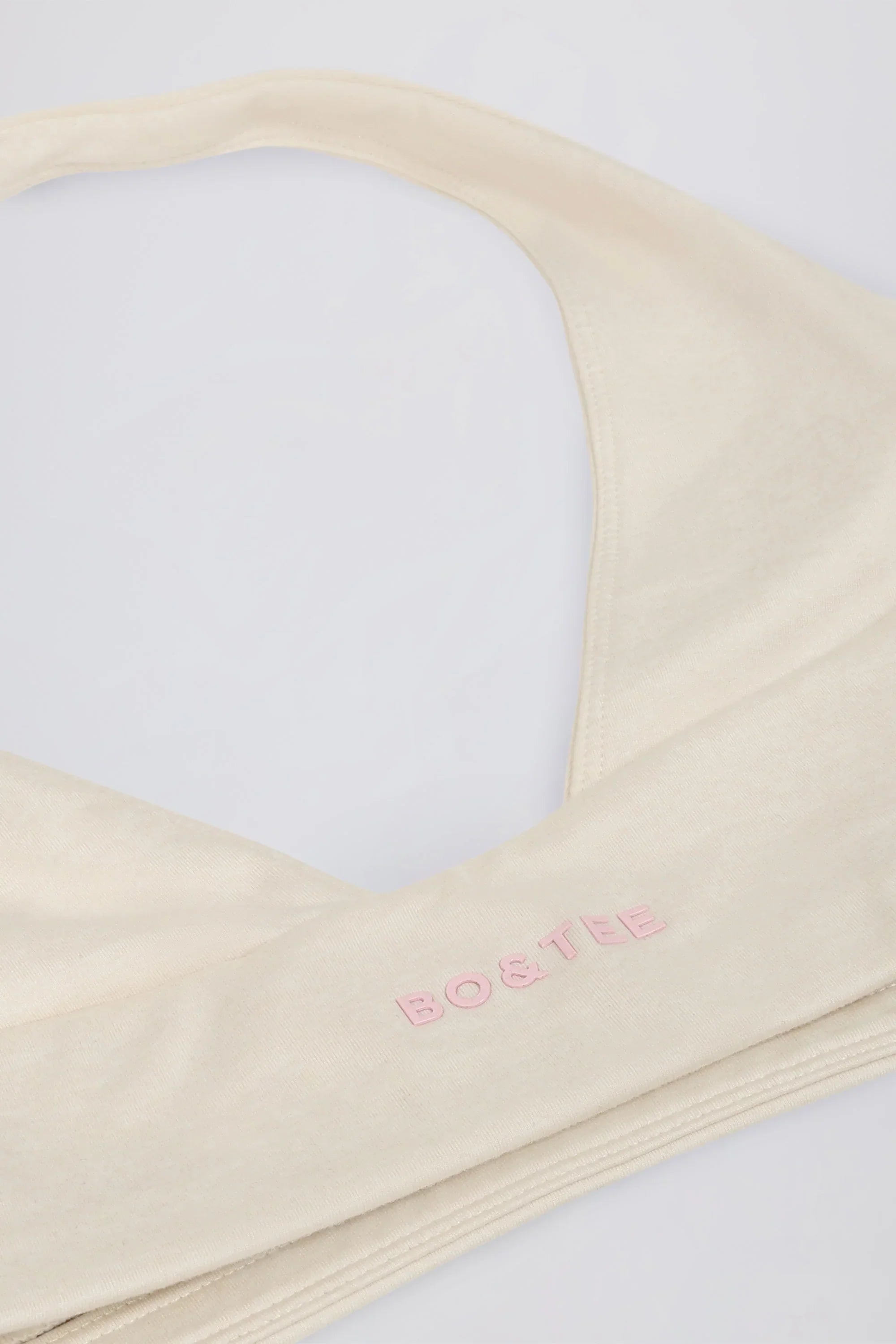 Brushed Jersey V Neck Sports Bra in Vanilla
