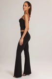 Modal Mid Rise Flared Trousers in Black