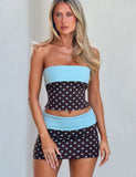 IMOGEN MINI SKIRT BROWN AND BLUE POLKA DOT