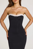 Modal Lace Trim Midaxi Dress in Black