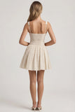 Broderie Anglaise Bow Detail A Line Mini Dress in Ivory