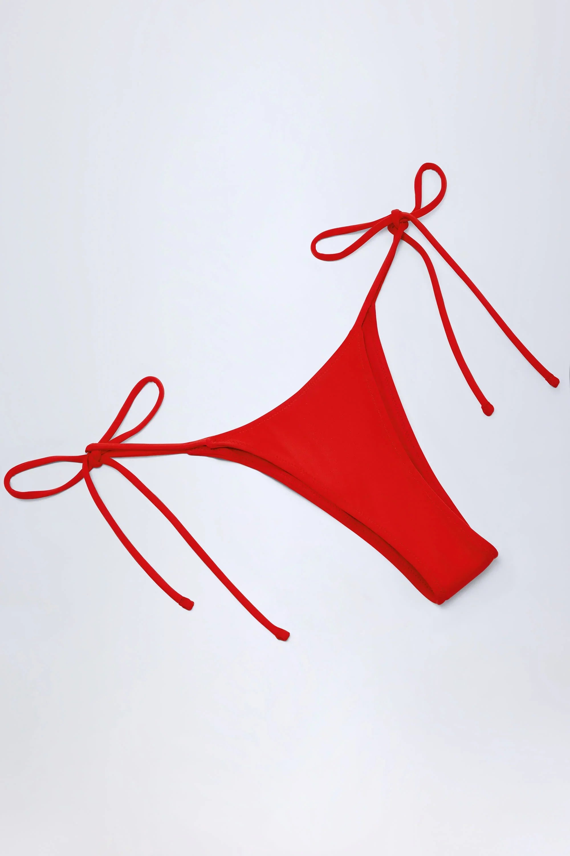 Side Tie Cheeky Bikini Bottoms in Fiery Red