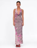 CATALINA MAXI DRESS NEUTRAL ANIMAL ANIMAL FLORAL BORDER