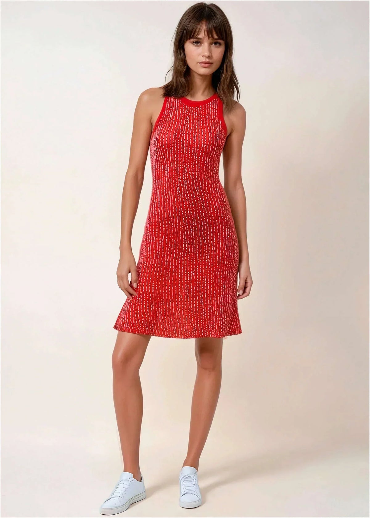 Printed Fit And Flare Dress Red Dot Stripe