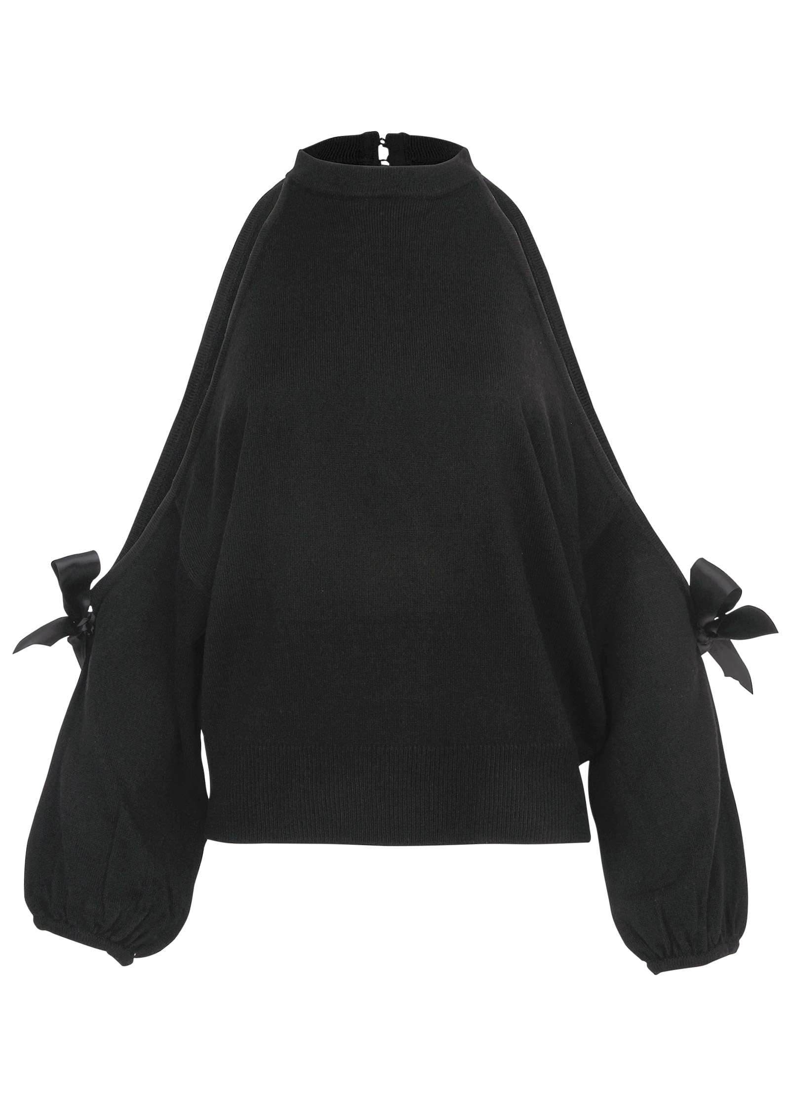 Cold Shoulder Bow Sweater Jet Black
