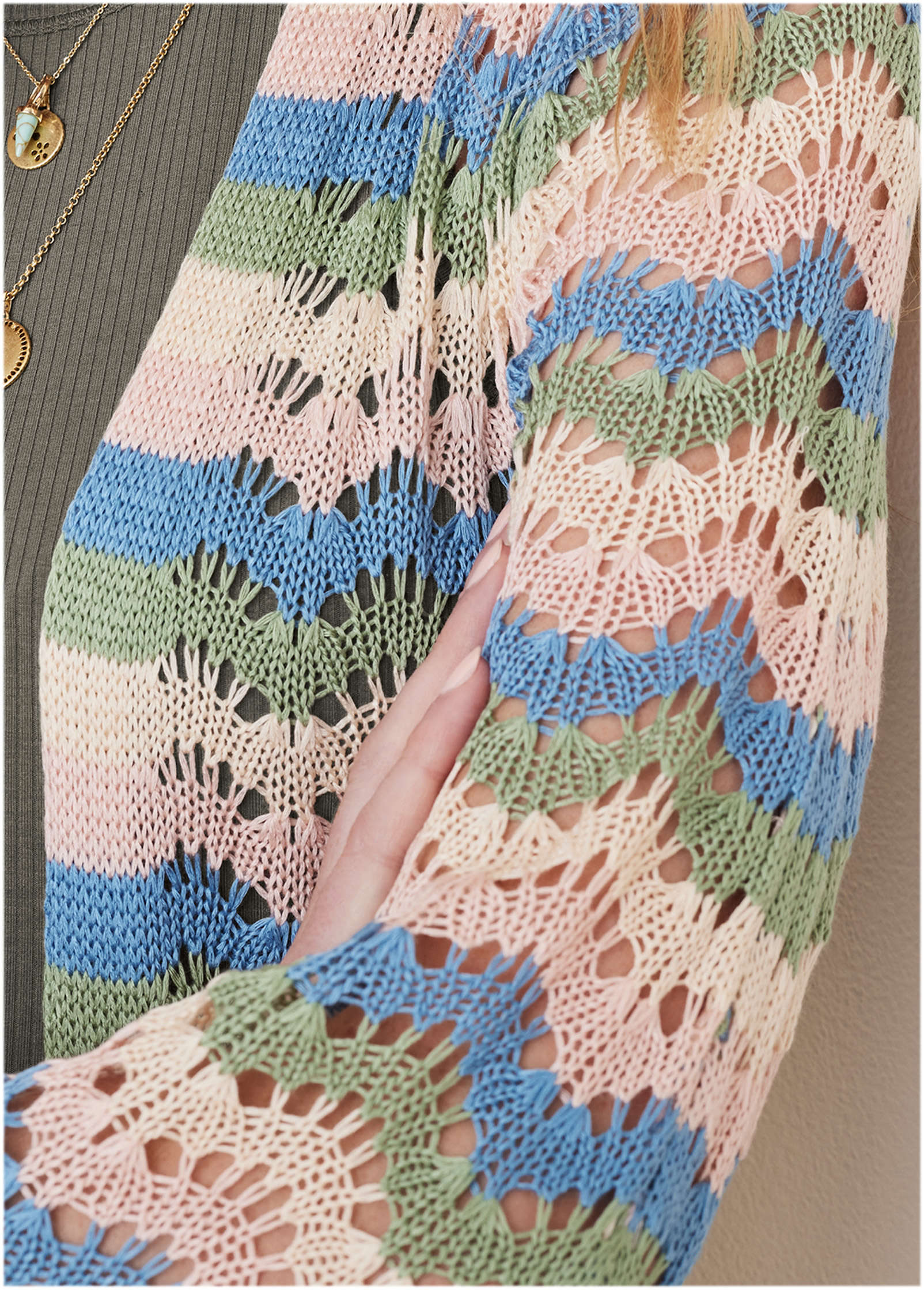 Pointelle Striped Duster Stripe Multi