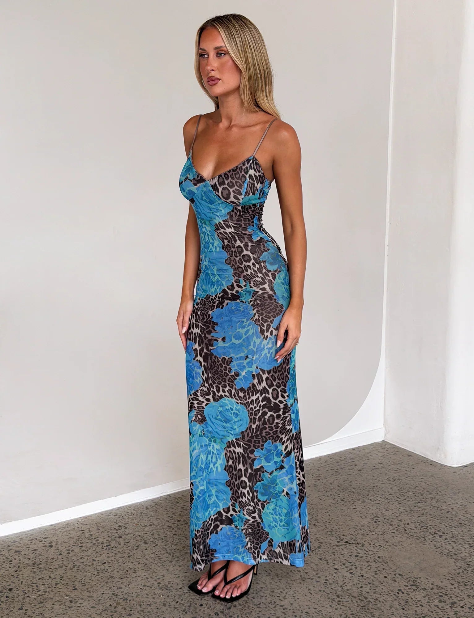 JULIANNA DRESS BLUE LEOPARD