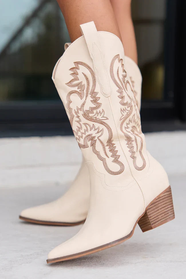 Amaya Beige Cowboy Boot