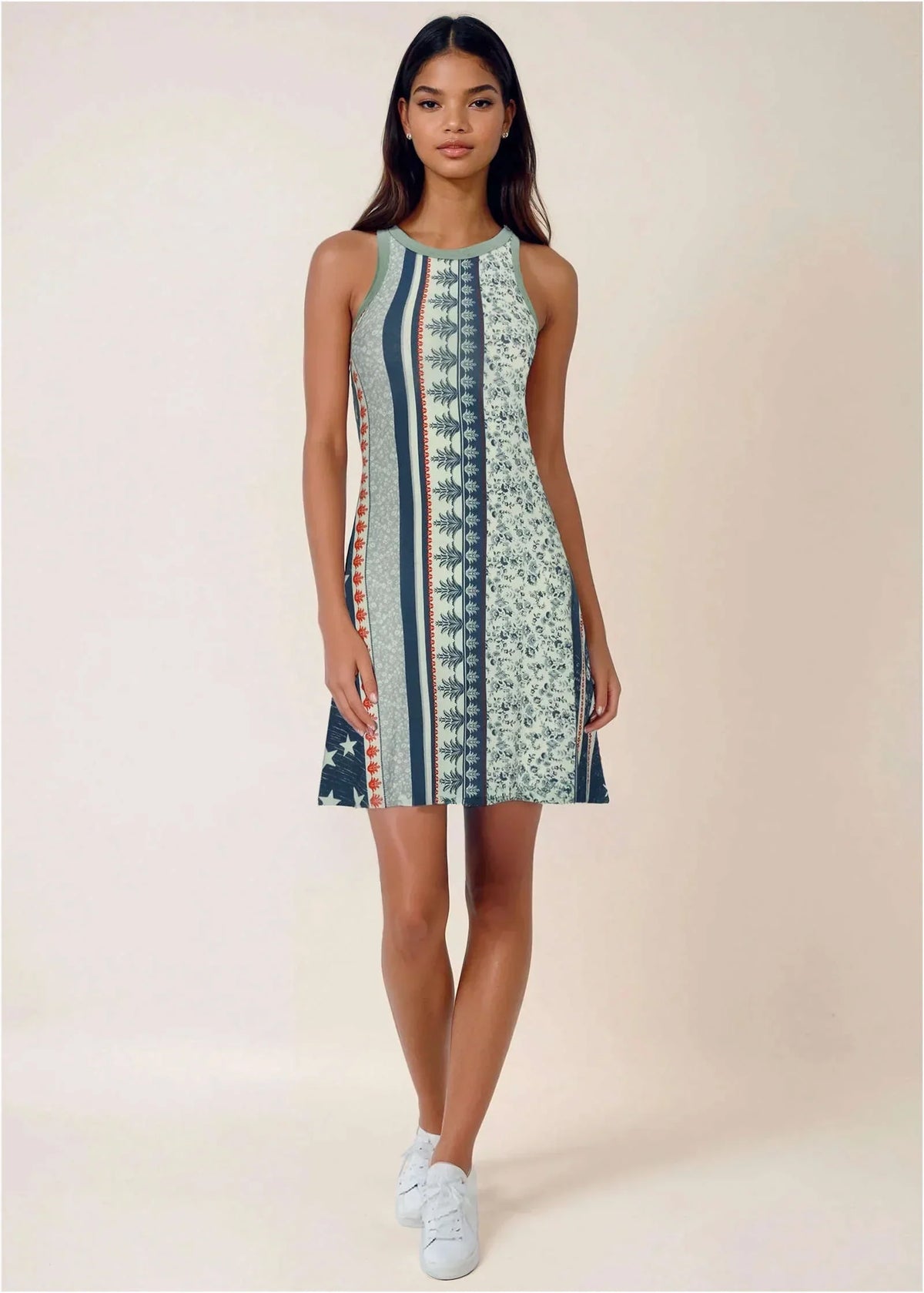 Printed Fit And Flare Dress Americana Floral Star