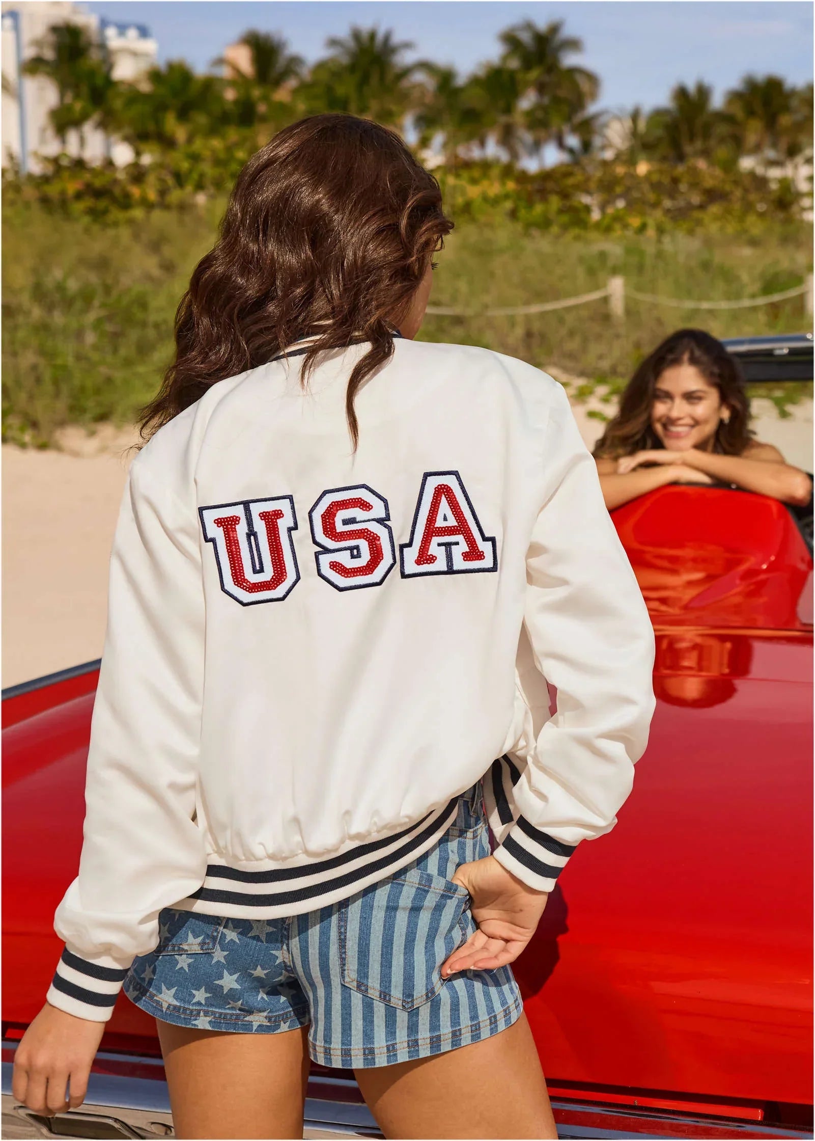 USA Matte Satin Bomber Cloud Dancer