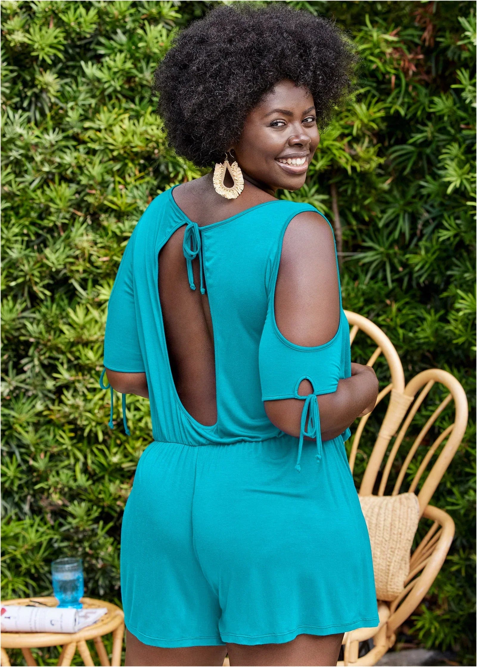 Cold Shoulder Romper Aqua Reef
