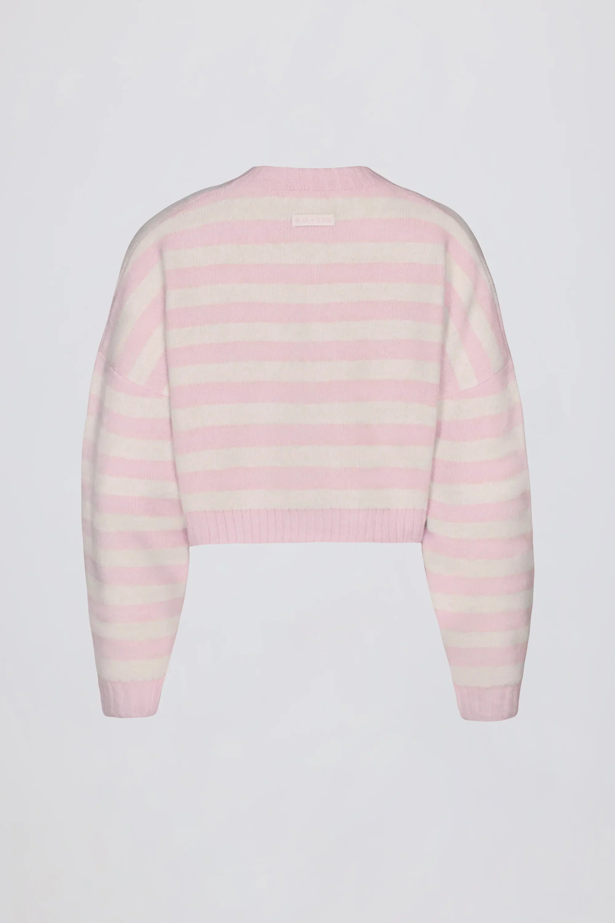 Soft Knit Stripe Cropped Cardigan in Pink Stripe