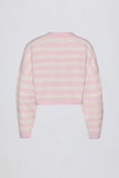 Soft Knit Stripe Cropped Cardigan in Pink Stripe