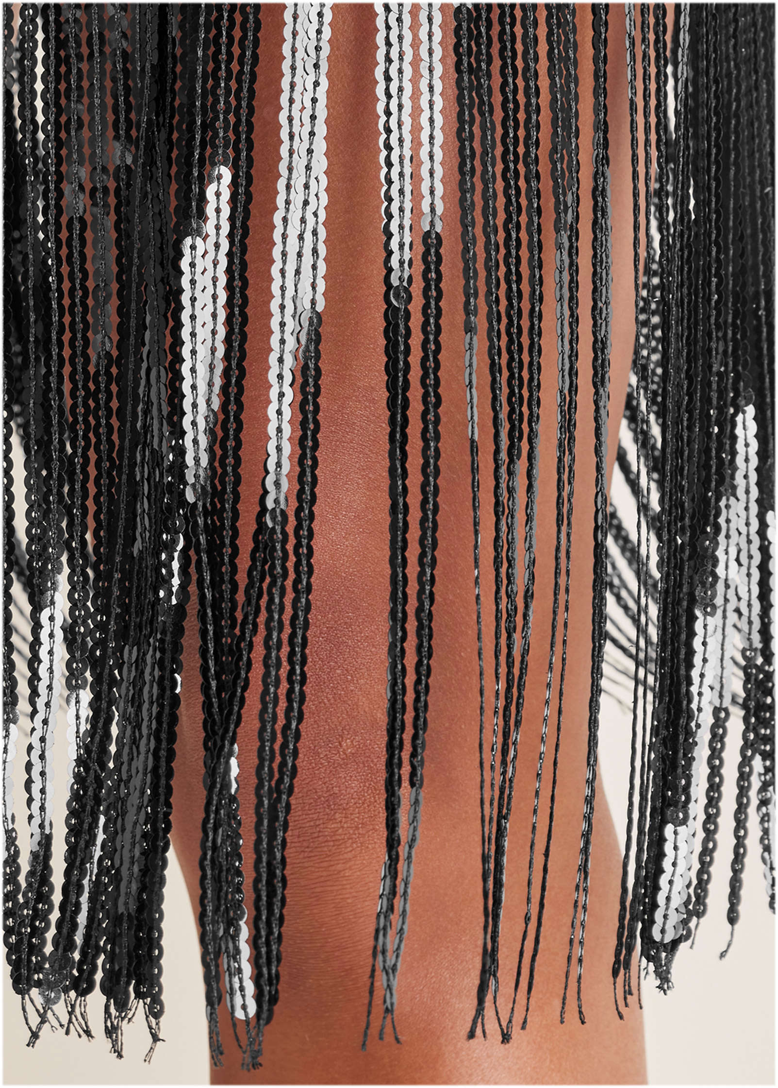 Sequined Fringe Mini Dress Jet Black