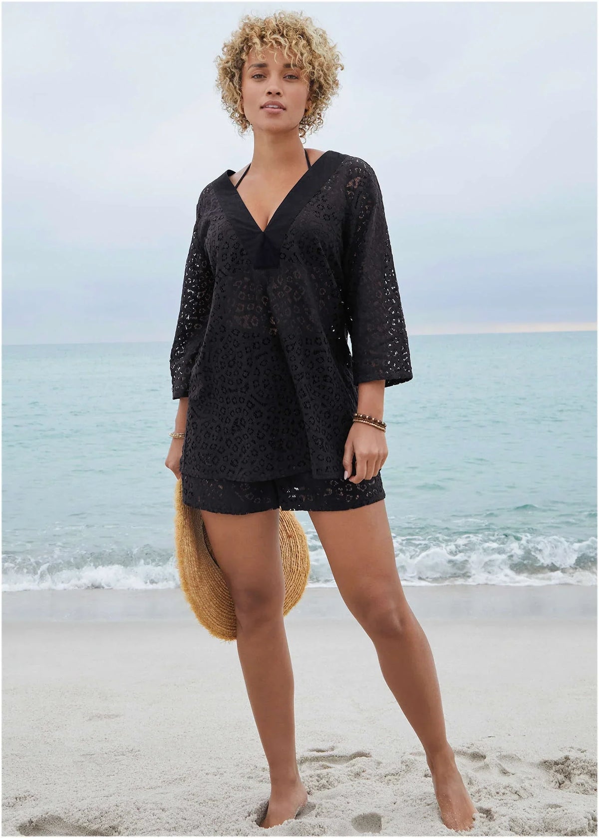Lace Tunic Cover Up Jet Black
