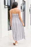 Lovingly Yours Lavendar Stripe Floral Midi Dress
