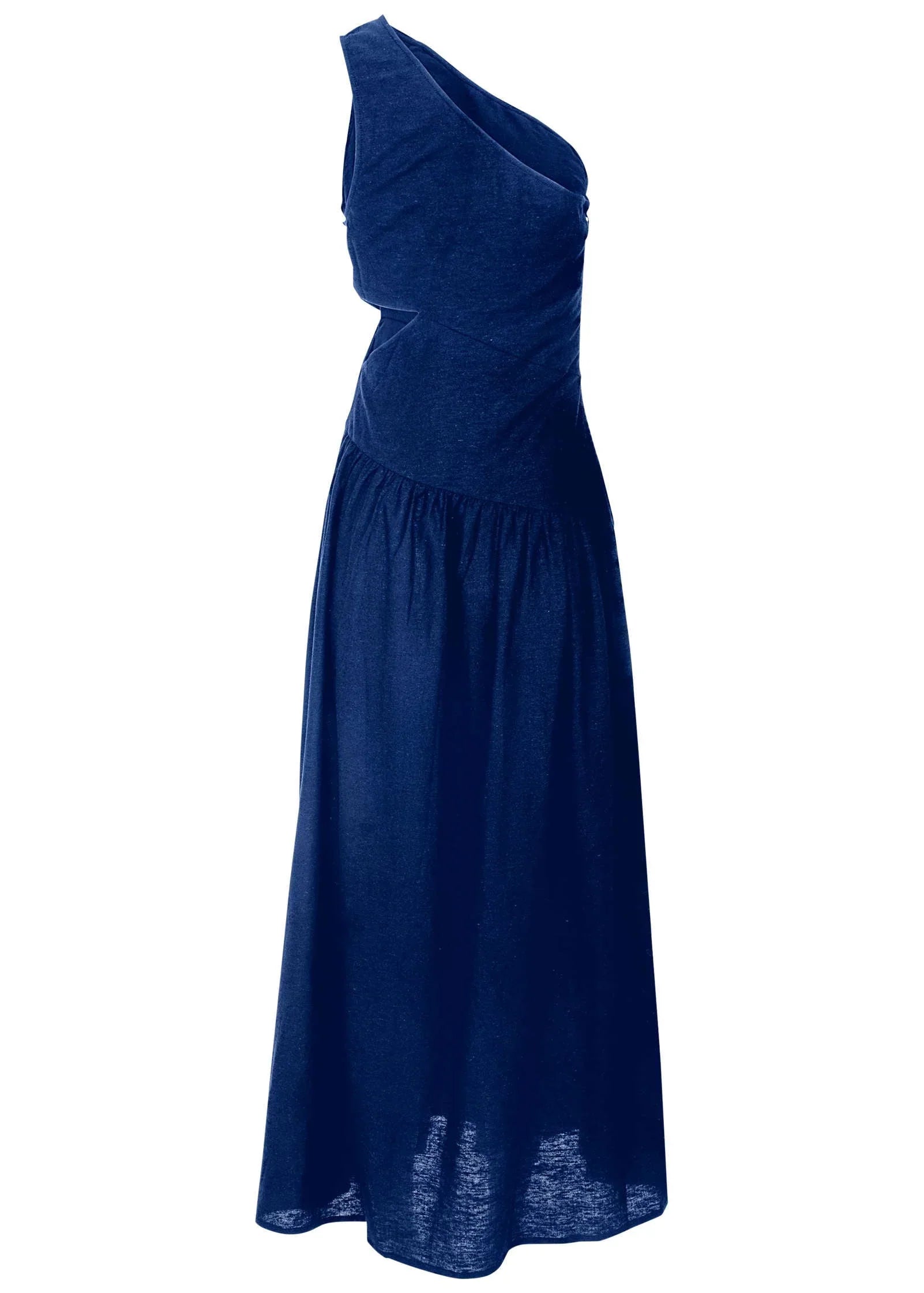 Linen Cutout Maxi Dress Sodalite Blue