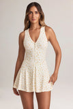 Modal Button Detail A Line Mini Dress in Floral Print