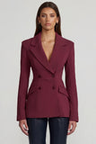 Structured Double Breasted Blazer in Burgundy