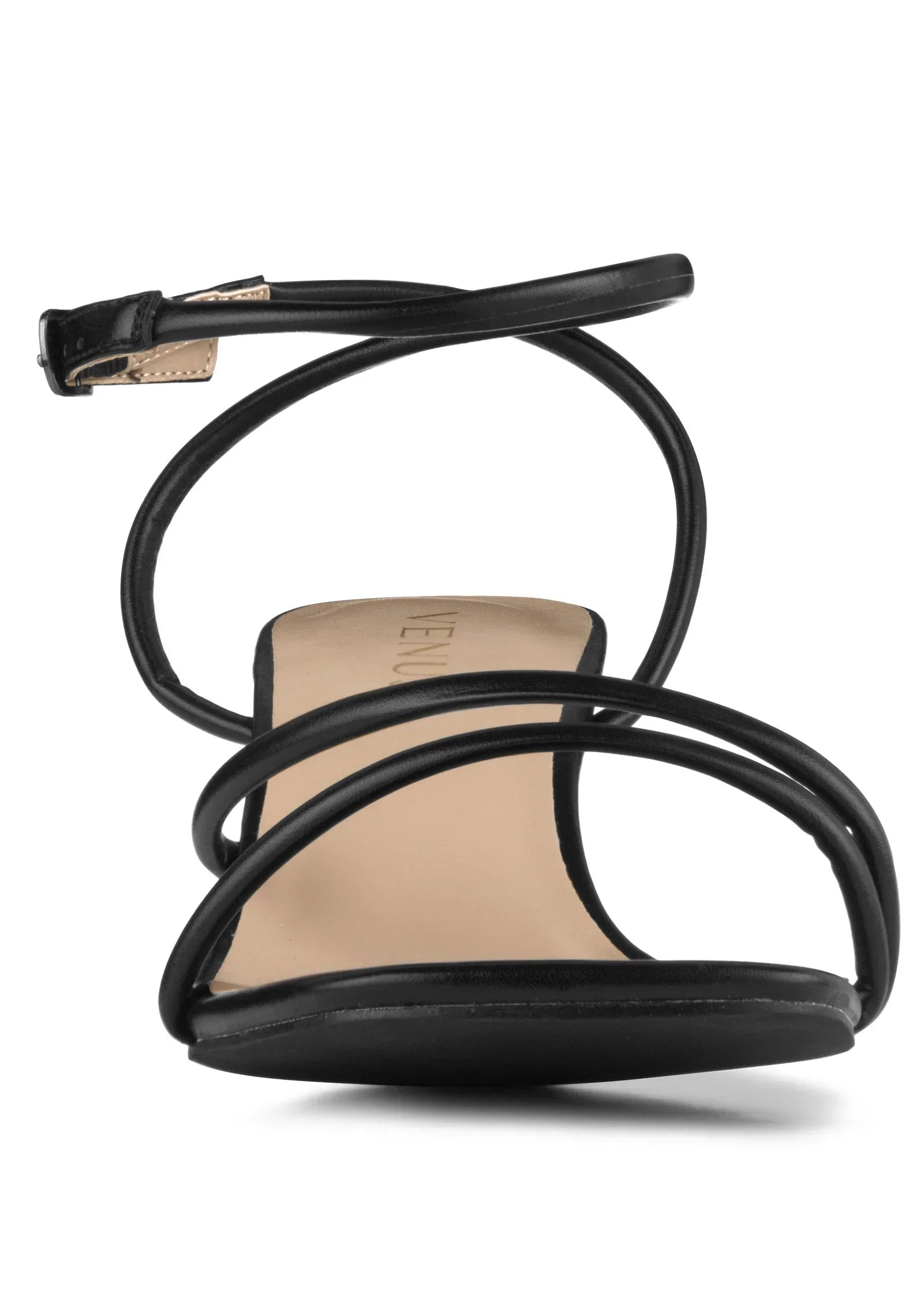 Strappy Kitten Heels Jet Black