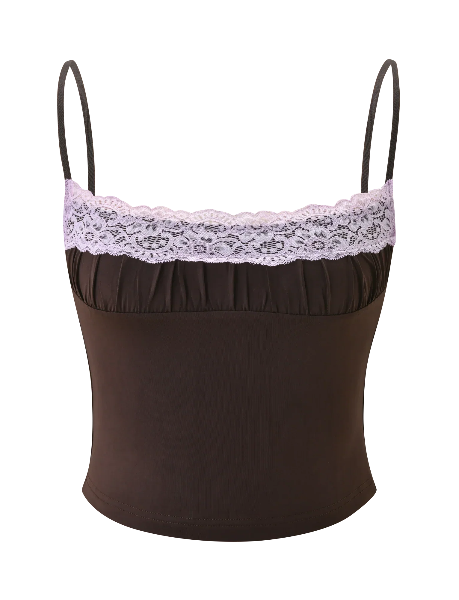 PARISA LACE RUCHED CAMI BROWN AND LILAC