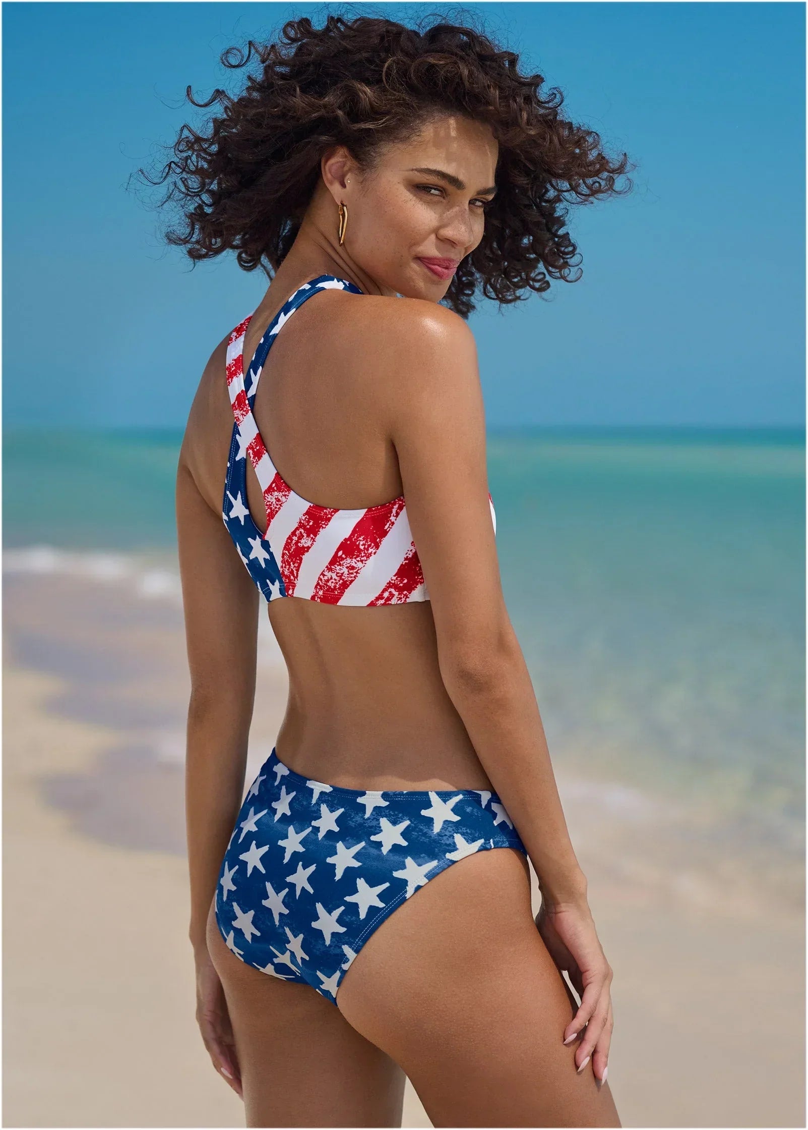 Cross Halter Bikini Top American Beauty