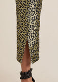 Jacquard Slit Hem Pants Black Gold