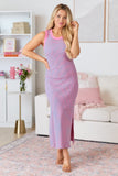 Emmie Lou Pink Striped Ribbed Knit Maxi Dress
