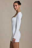 Cut Out Heart Detail Bodycon Mini Dress in White